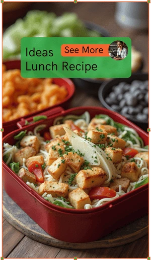 Recipes Alls | Easy and Delicious Recipes for Every Day 3 Colorful lunchbox filled with tofu, vegetables, and noodles.