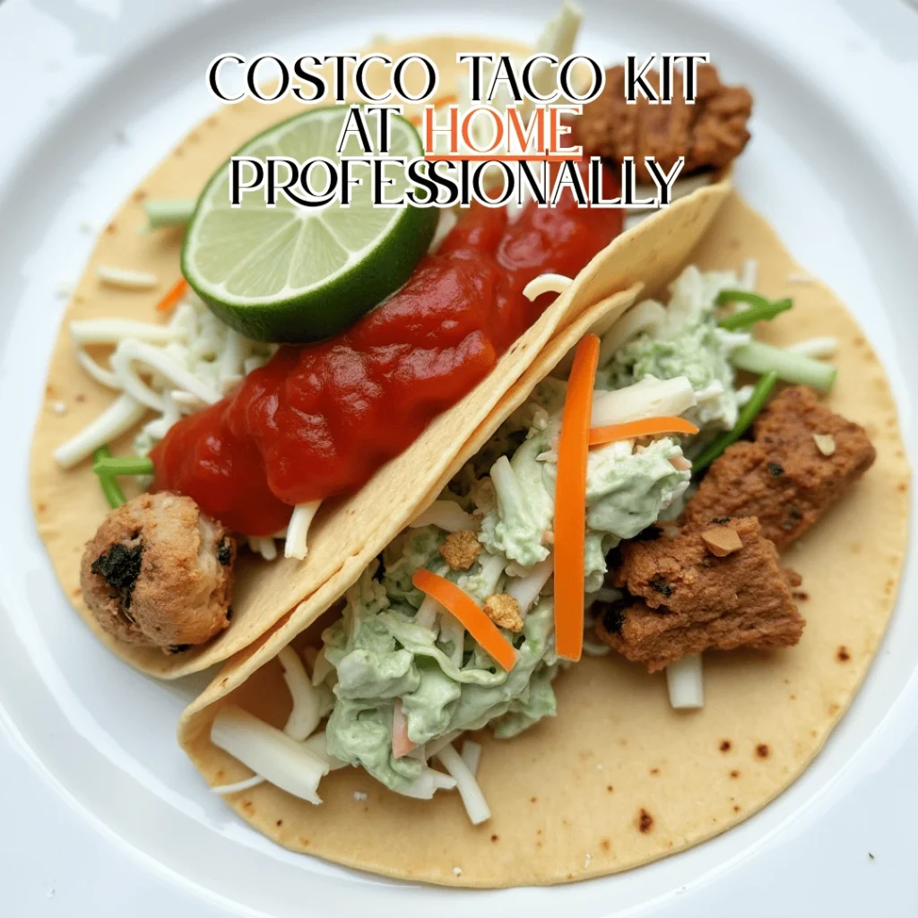 A Costco taco kit with all the necessary ingredients for making tacos, including tortillas, seasoned meat, and toppings.